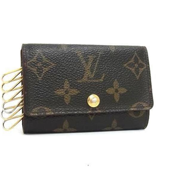LOUIS VUITTON Monogram Multicle 6 Key Case M62630 Brown Leather 6-Ring for Me...